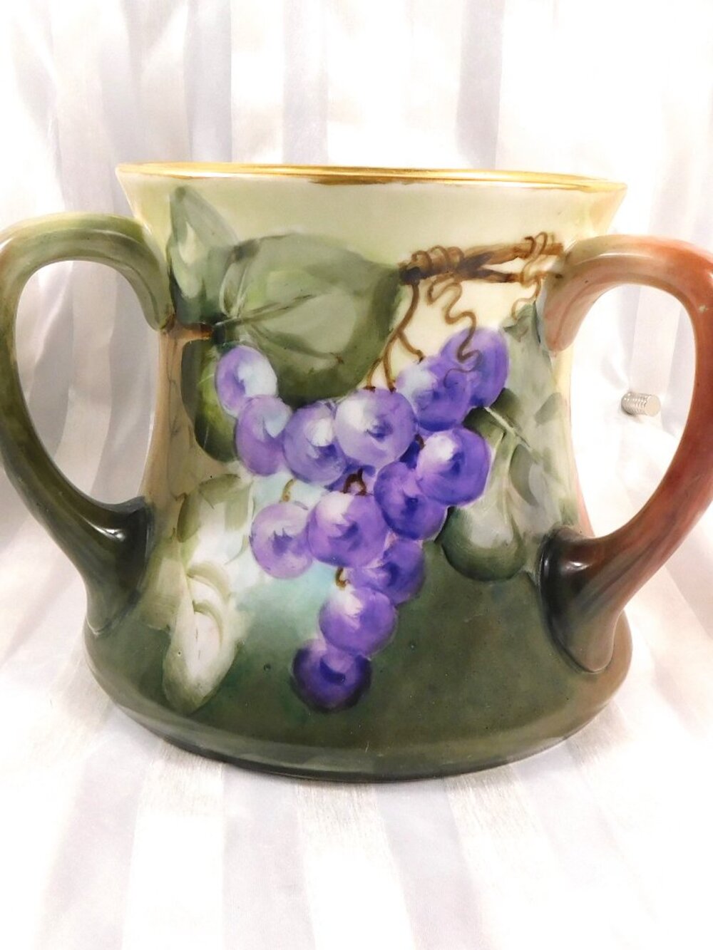 Large William Guerin Limoges Three Handle Hand Painted Pot # 27116